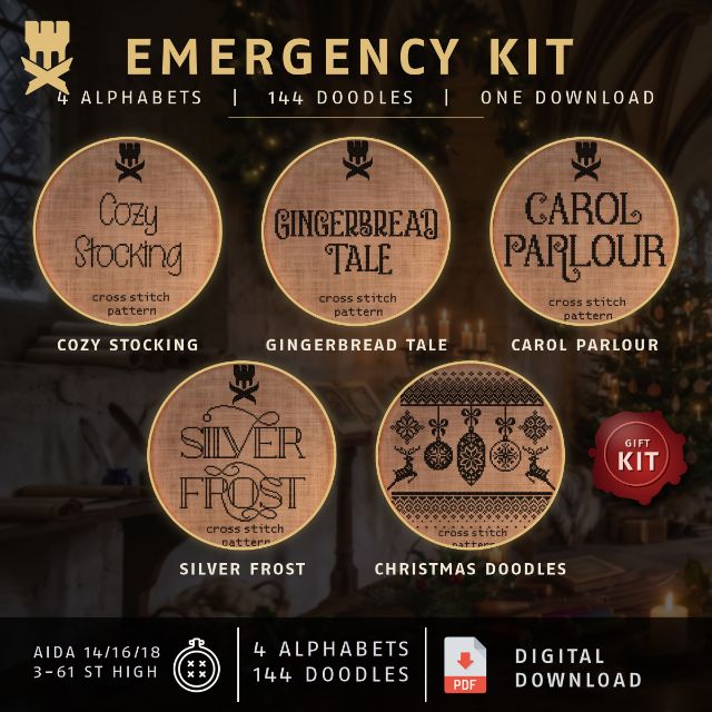 Christmas Emergency Kit: cross stitch pattern, PDF