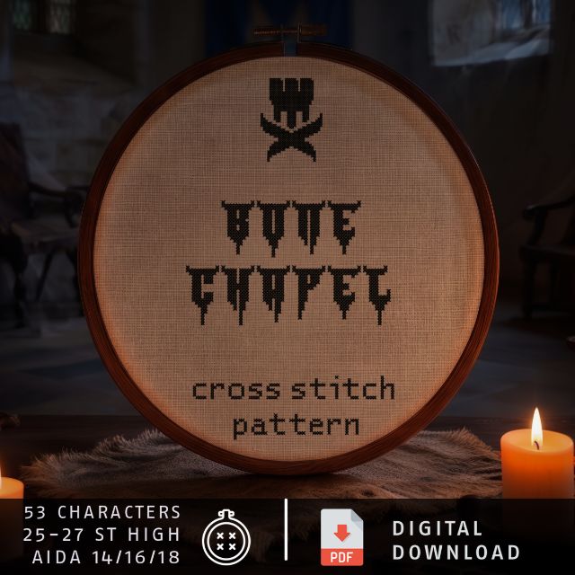 Bone Chapel: cross stitch alphabet pattern, PDF